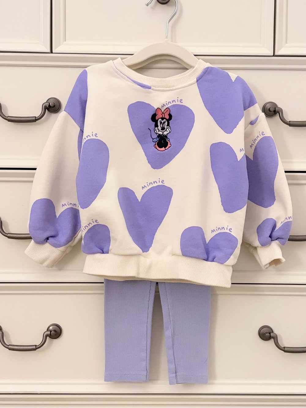 EUC Zara x Disney 2Pc Minnie Mouse Sweatshirt & Leggings Set Size 3 Years